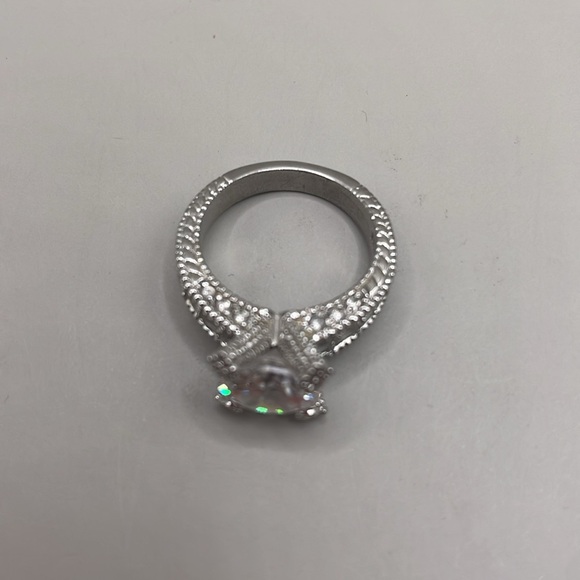 Vintage Sterling Silver CZ Cubic Zirconia Engagement Ring Size 6 Signed RHPT - Picture 3 of 5